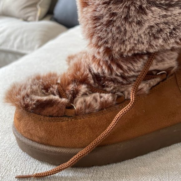 ESPRIT Boots Faux Fur Brown 7 - Picture 3 of 4
